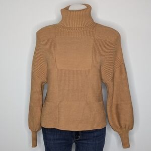 Staud Benny Brown Turtleneck Balloon Sleeve Sweater XS